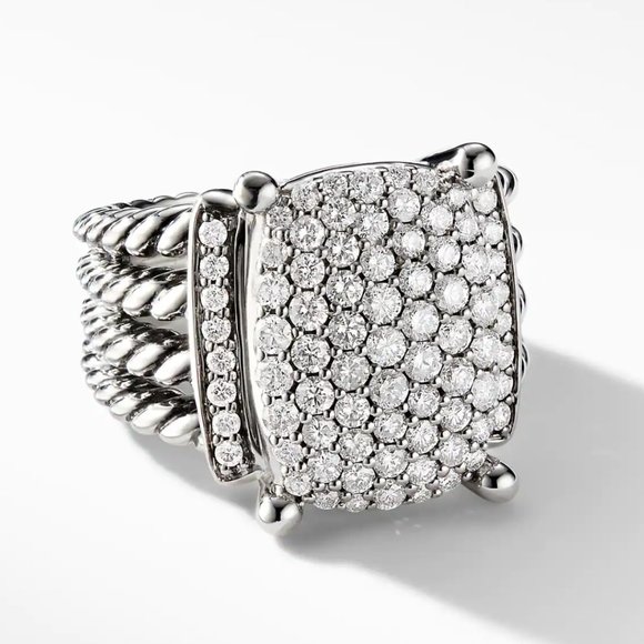 David Yurman Wheaton Diamond Ring Sterling Silver - Picture 1 of 9